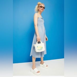 H&M light blue smocked dress